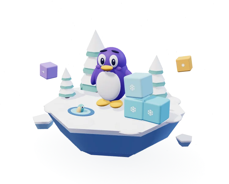 Waddly exploring his snowy world