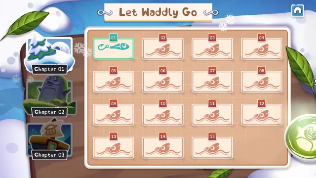 The illustrated level selection map showing the game's handcrafted puzzles